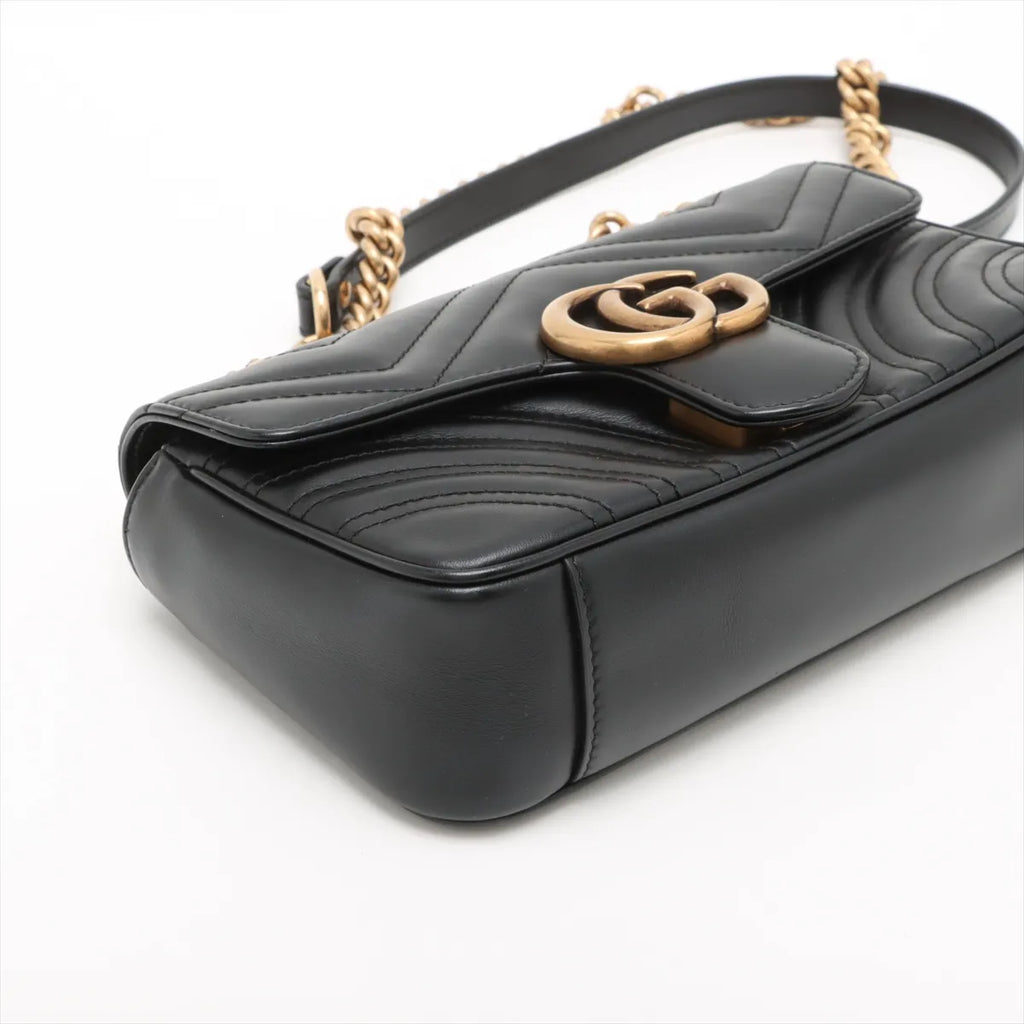 Gucci Black Leather GG Marmont Small Shoulder Bag [Clearance Sale]