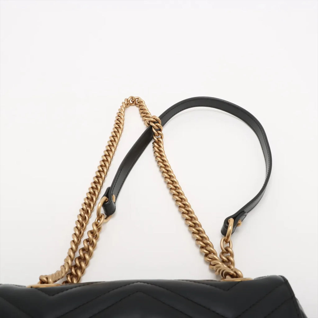 Gucci Black Leather GG Marmont Small Shoulder Bag [Clearance Sale]