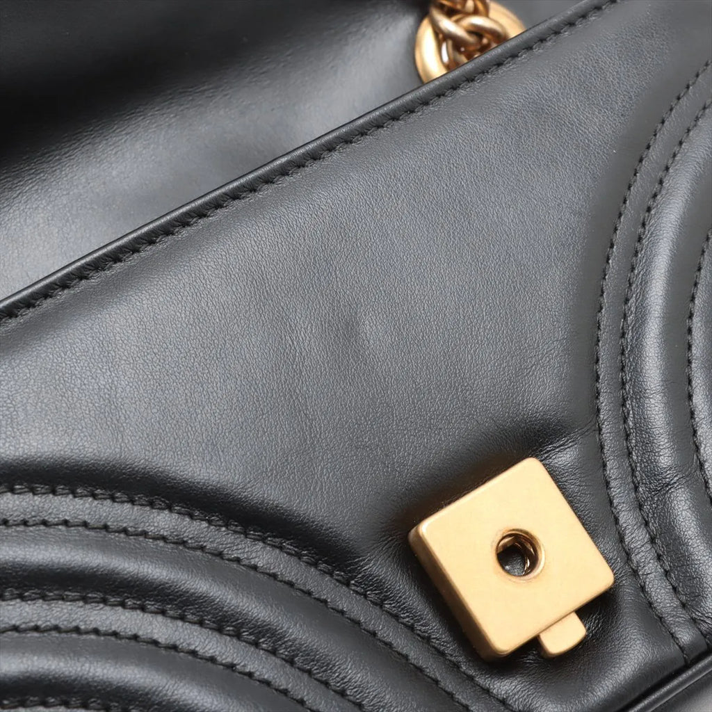 Gucci Black Leather GG Marmont Small Shoulder Bag [Clearance Sale]