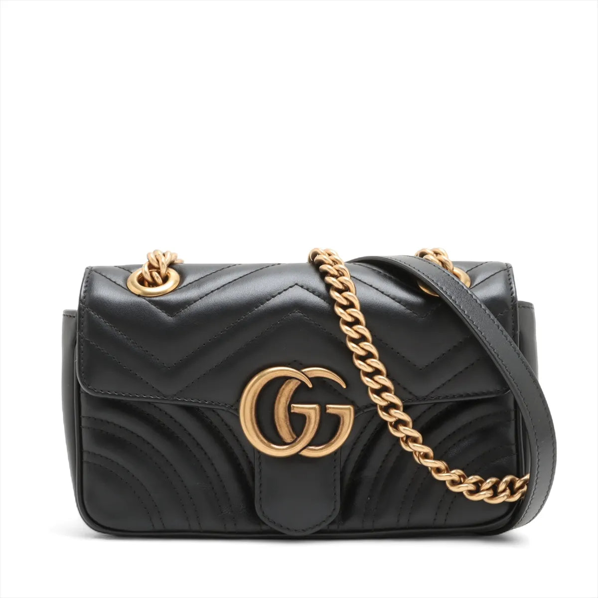 Gucci Black Leather GG Marmont Small Shoulder Bag [Clearance Sale]