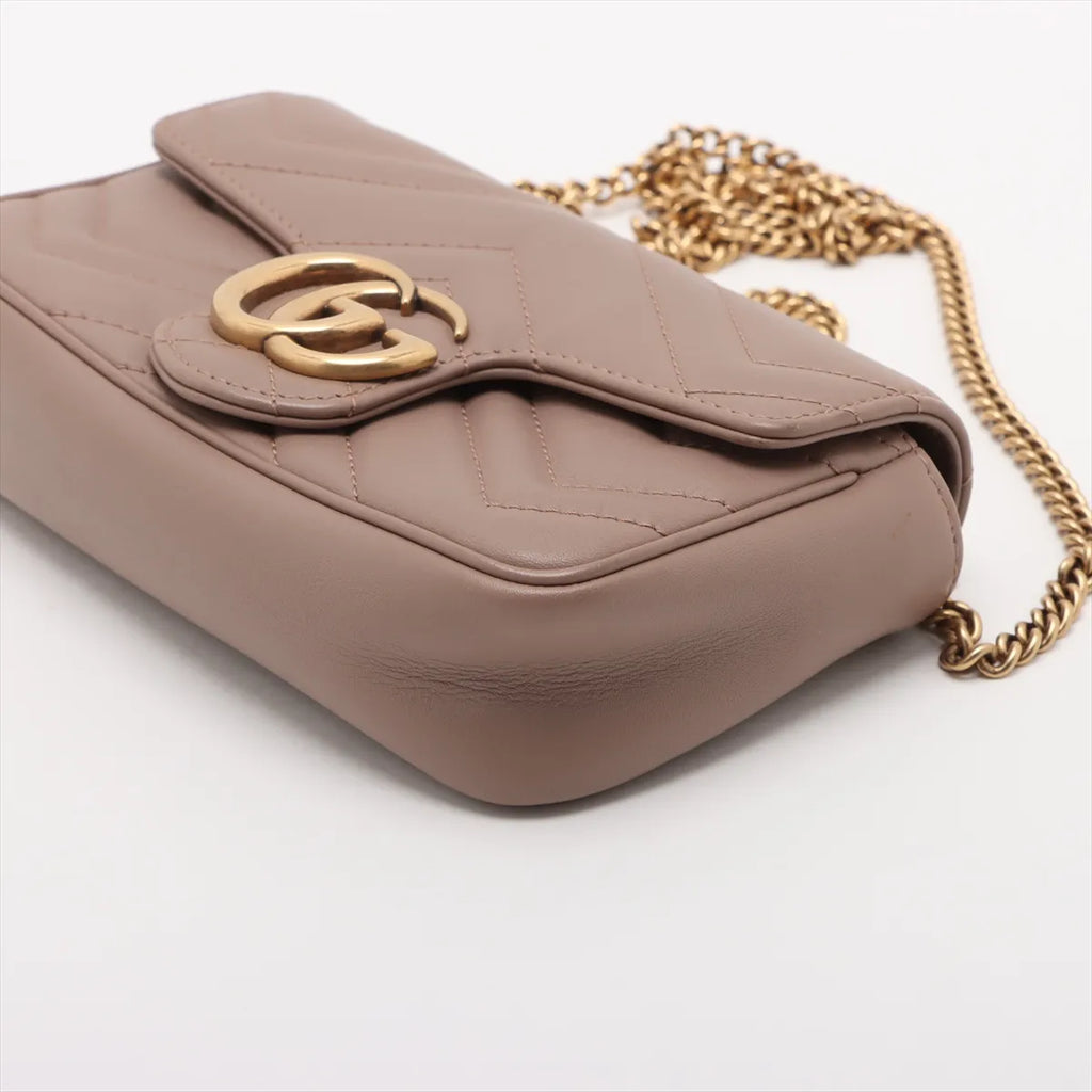 Gucci Beige Leather GG Marmont Super Mini Bag [Clearance Sale]
