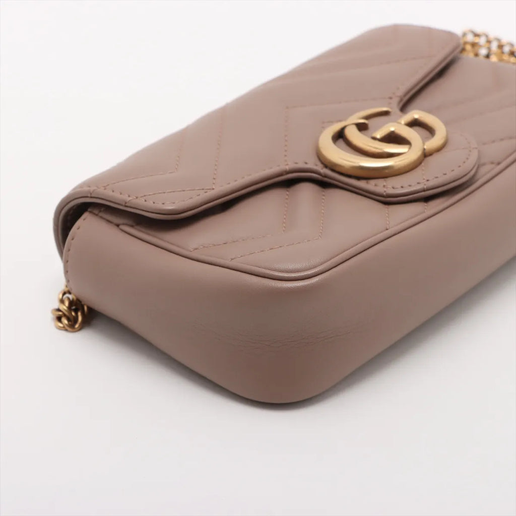 Gucci Beige Leather GG Marmont Super Mini Bag [Clearance Sale]