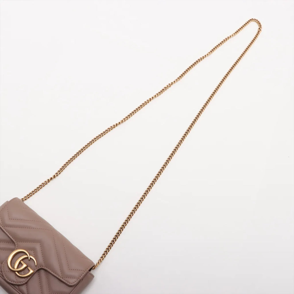 Gucci Beige Leather GG Marmont Super Mini Bag [Clearance Sale]