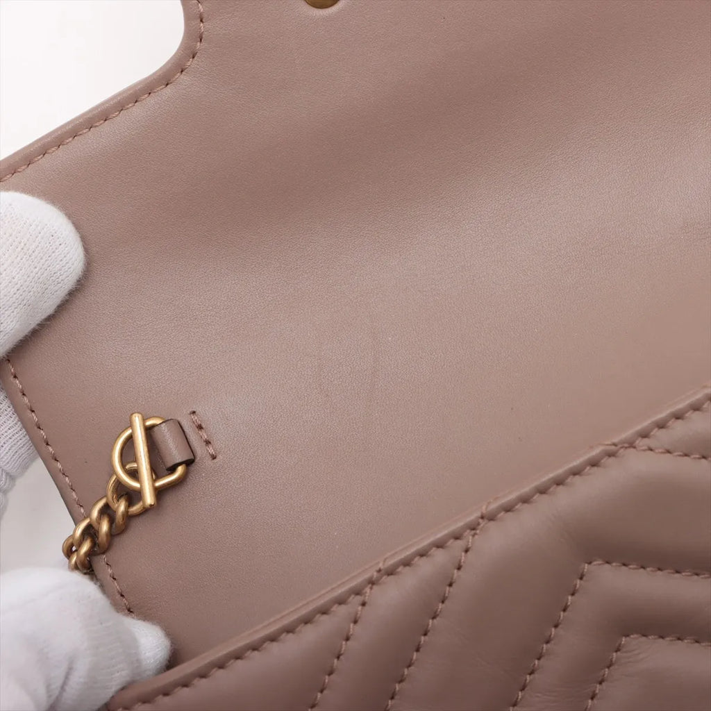 Gucci Beige Leather GG Marmont Super Mini Bag [Clearance Sale]