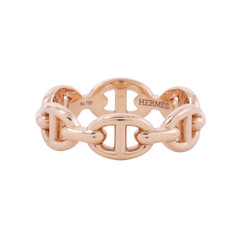 HERMES Chaine d'Ancre Anchene Ring Size PM/#51 18K Pink Gold