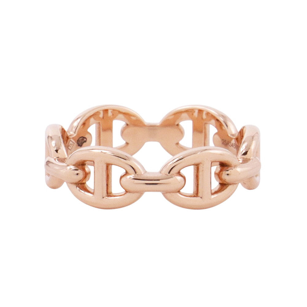 HERMES Chaine d'Ancre Anchene Ring Size PM/#51 18K Pink Gold