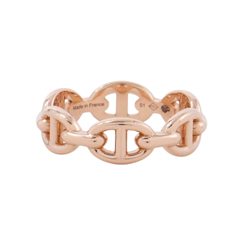 HERMES Chaine d'Ancre Anchene Ring Size PM/#51 18K Pink Gold