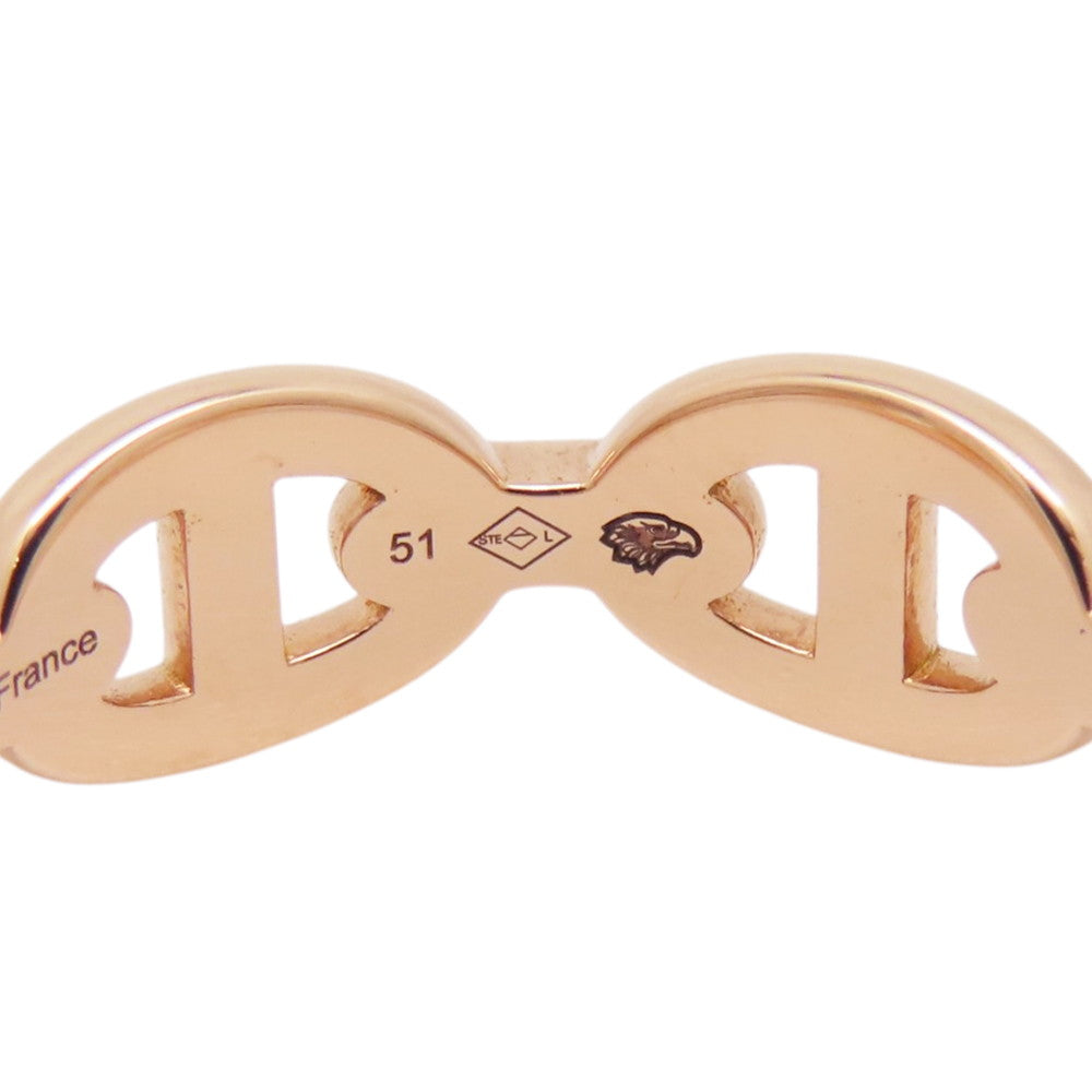HERMES Chaine d'Ancre Anchene Ring Size PM/#51 18K Pink Gold