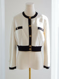 Chanel Cruise 2019 La Pausa White Black Gold Terry 19C Cardigan Jacket