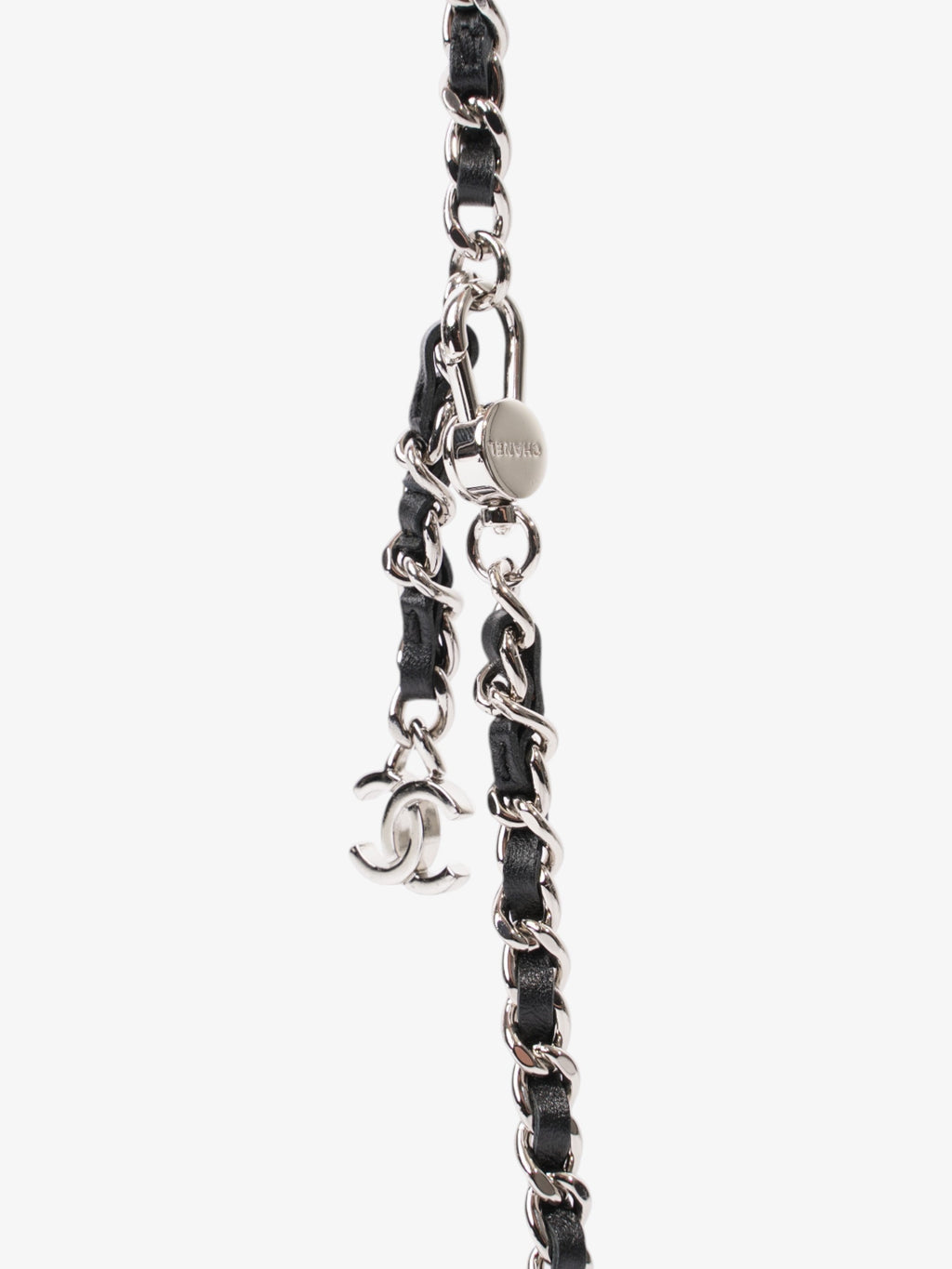 Chanel CC Flap Card Holder on Chain Embellished Black / White Leather Mini