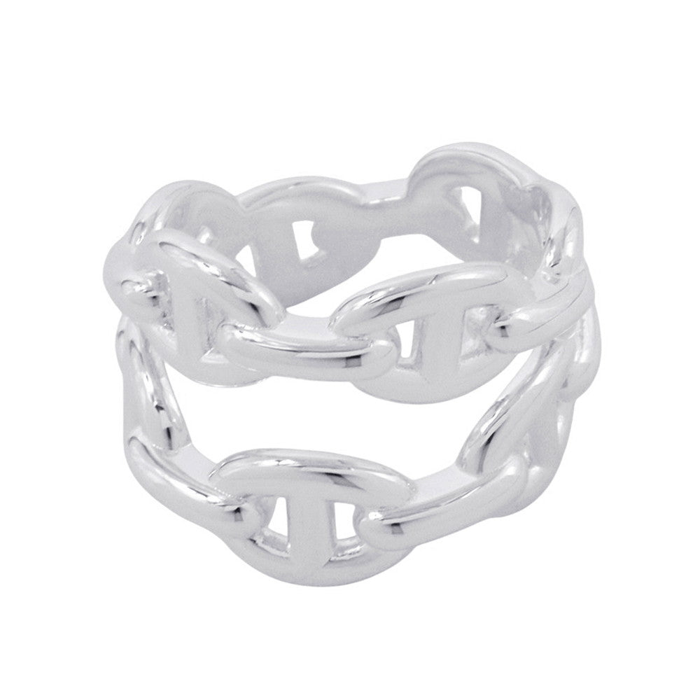 HERMES Chaine d'Ancre Double Row Ring Size 52 SV925