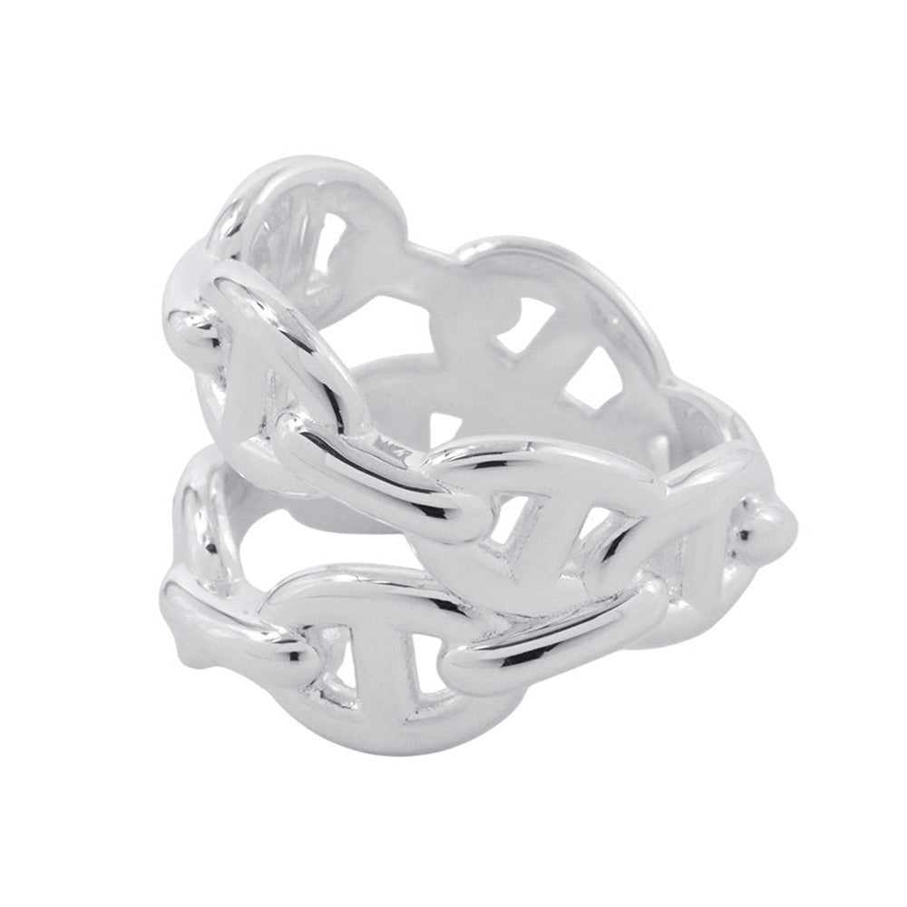 HERMES Chaine d'Ancre Double Row Ring Size 52 SV925