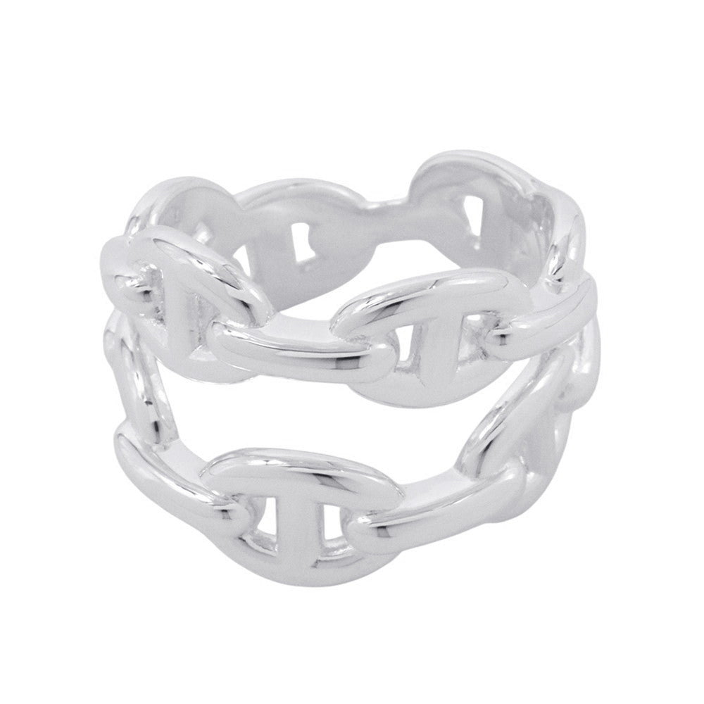 HERMES Chaine d'Ancre Double Row Ring Size 54 SV925