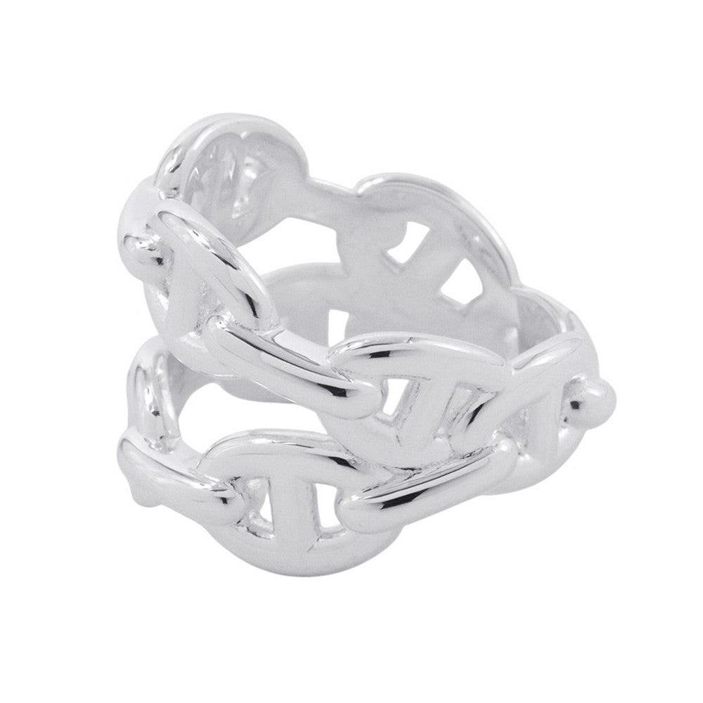 HERMES Chaine d'Ancre Double Row Ring Size 54 SV925