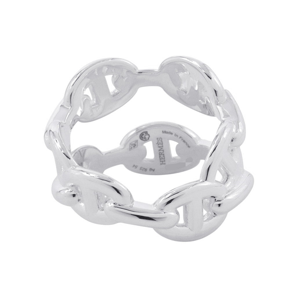 HERMES Chaine d'Ancre Double Row Ring Size 54 SV925