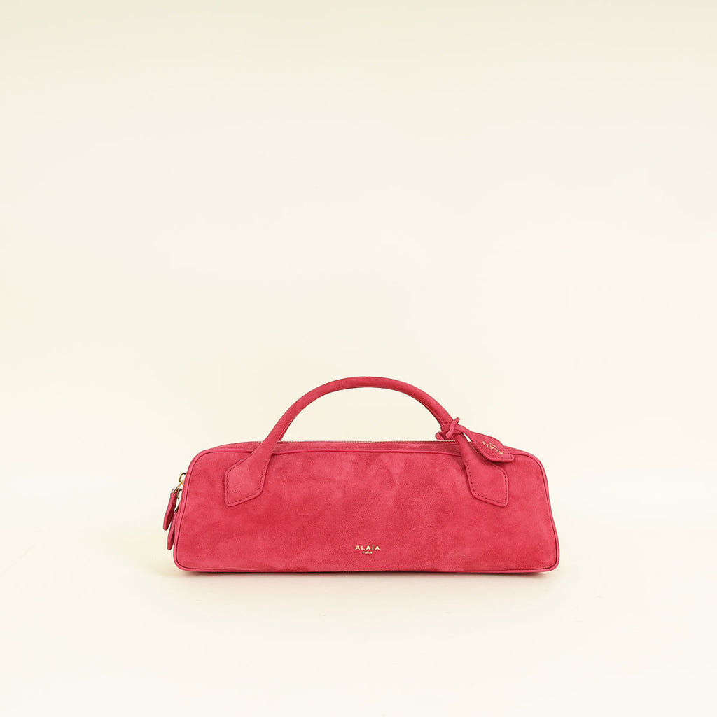 Alaia Framboise Suede Clutch Bag
