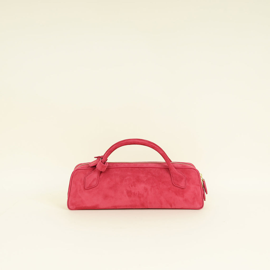 Alaia Framboise Suede Clutch Bag