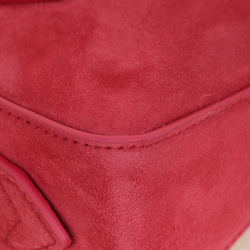 Alaia Framboise Suede Clutch Bag