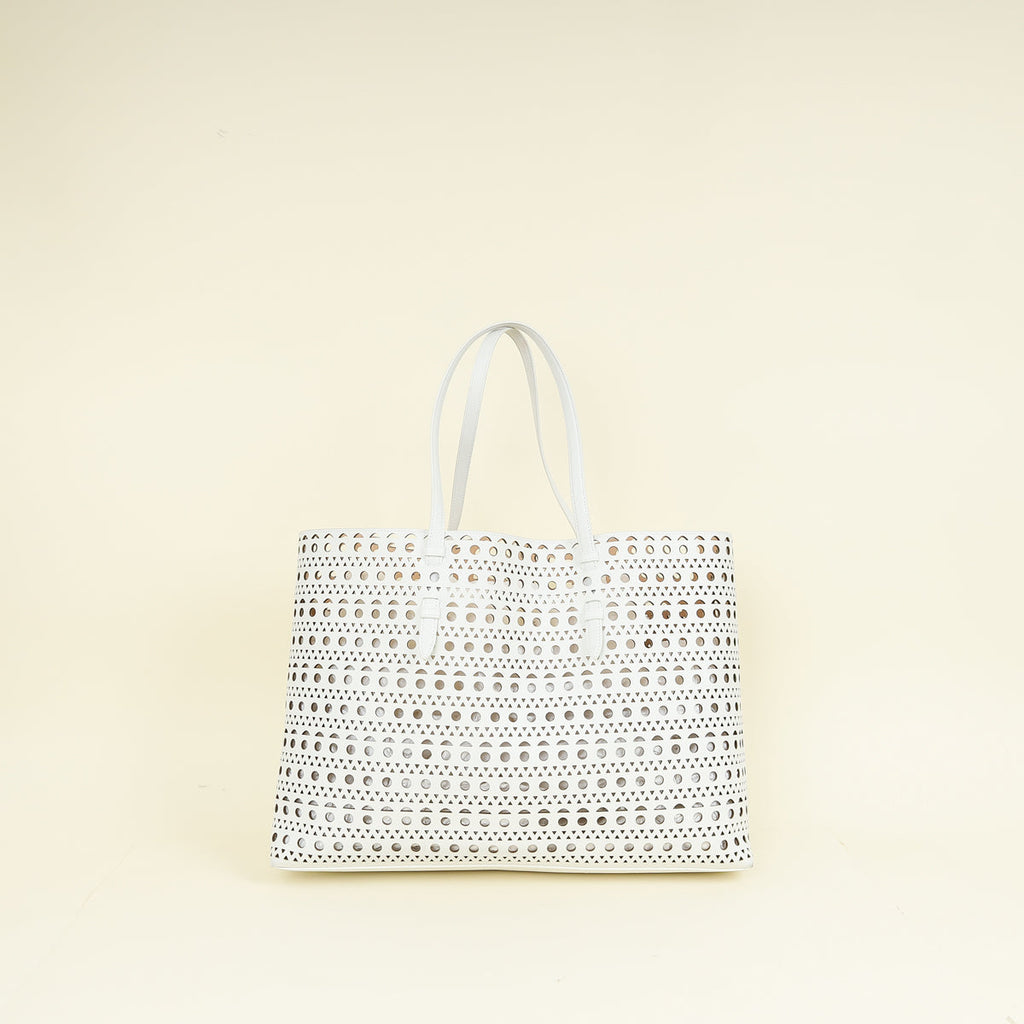 Alaïa White Mina 44 Tote Bag