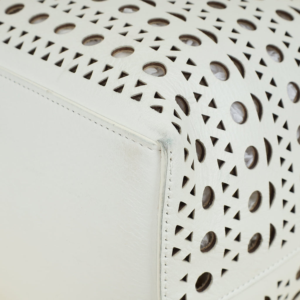 Alaïa White Mina 44 Tote Bag