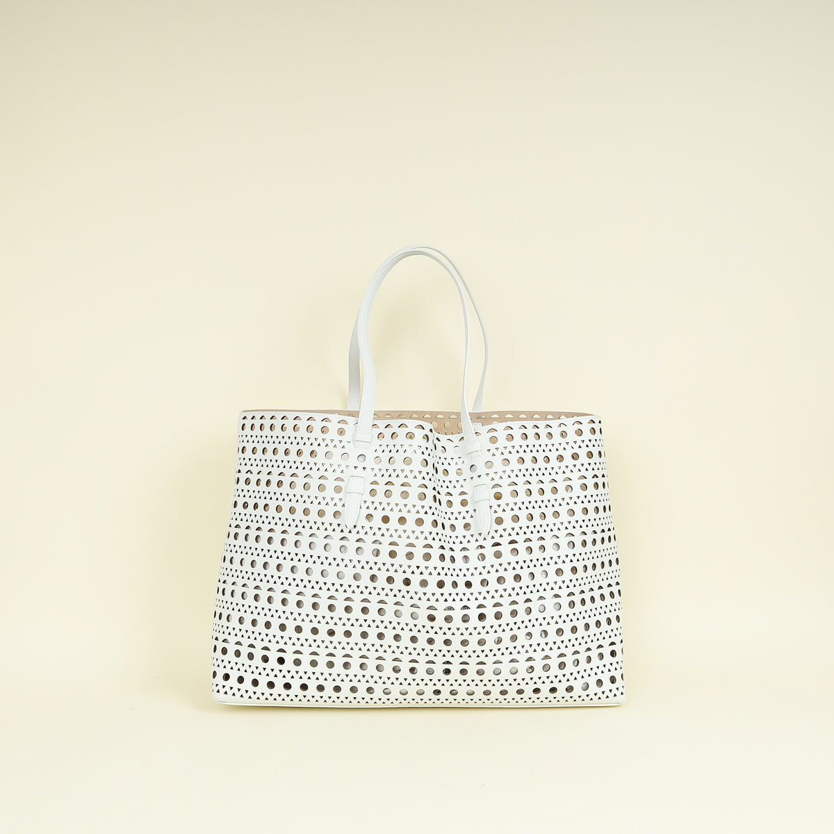 Alaia White Cut-Out Mina 44 Tote Bag