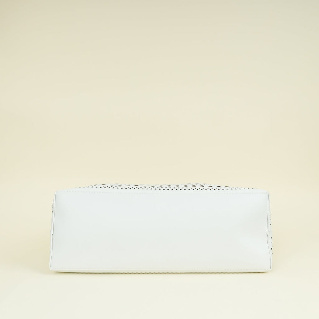 Alaia White Cut-Out Mina 44 Tote Bag