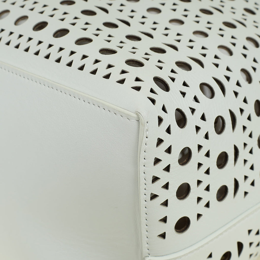 Alaia White Cut-Out Mina 44 Tote Bag