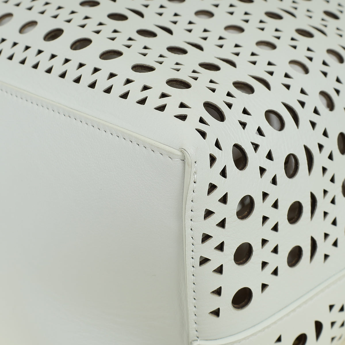 Alaia White Cut-Out Mina 44 Tote Bag