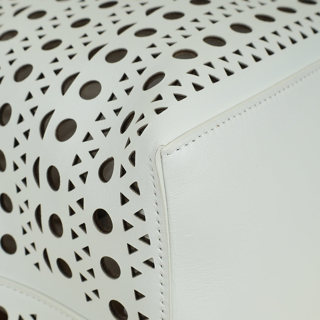 Alaia White Cut-Out Mina 44 Tote Bag