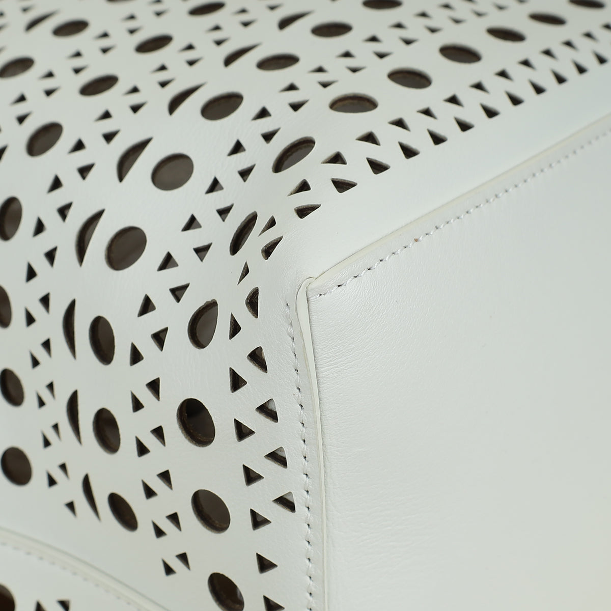 Alaia White Cut-Out Mina 44 Tote Bag