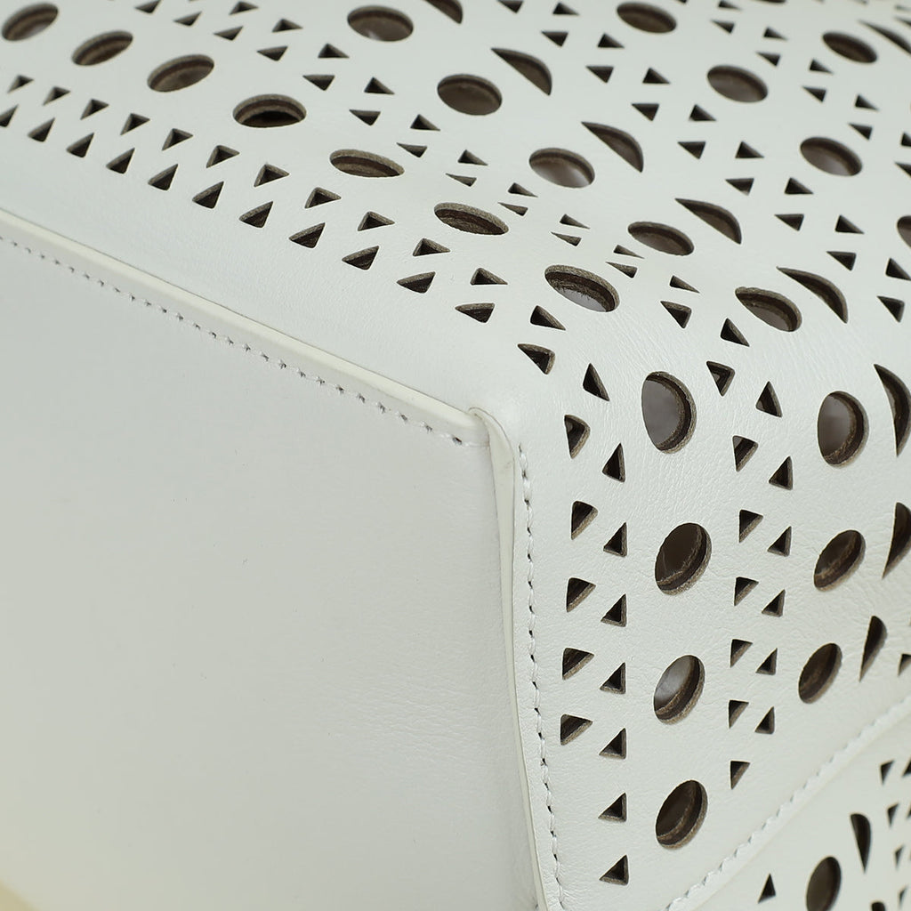 Alaia White Cut-Out Mina 44 Tote Bag
