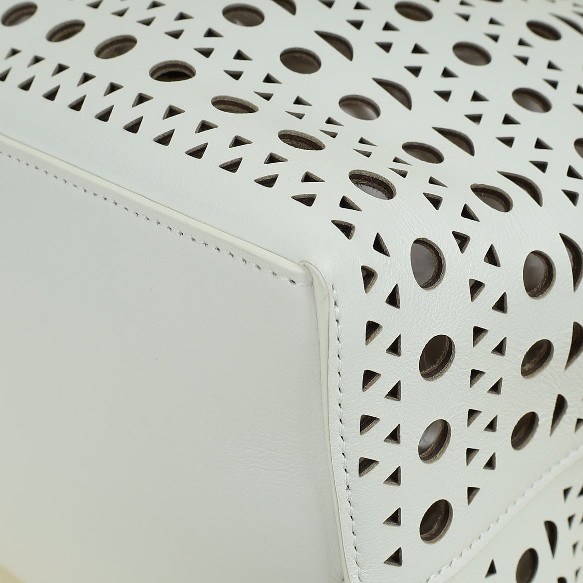 Alaia White Cut-Out Mina 44 Tote Bag