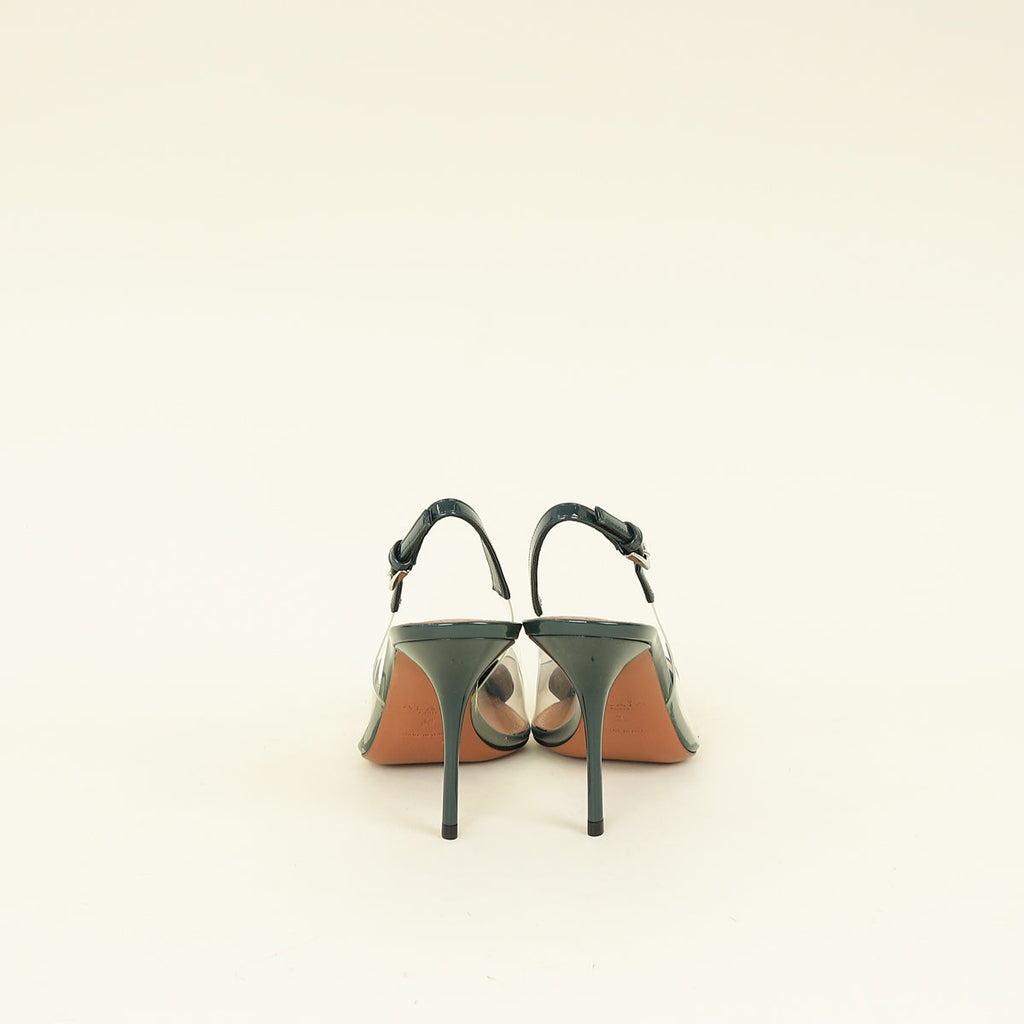 Alaia Dark Green Vert Bouteille Le Cœur Slingback Pumps 38