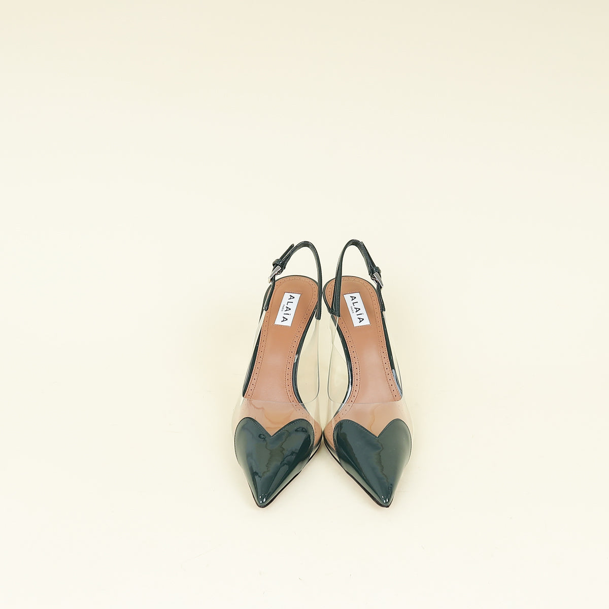 Alaia Dark Green Vert Bouteille Le Cœur Slingback Pumps 38