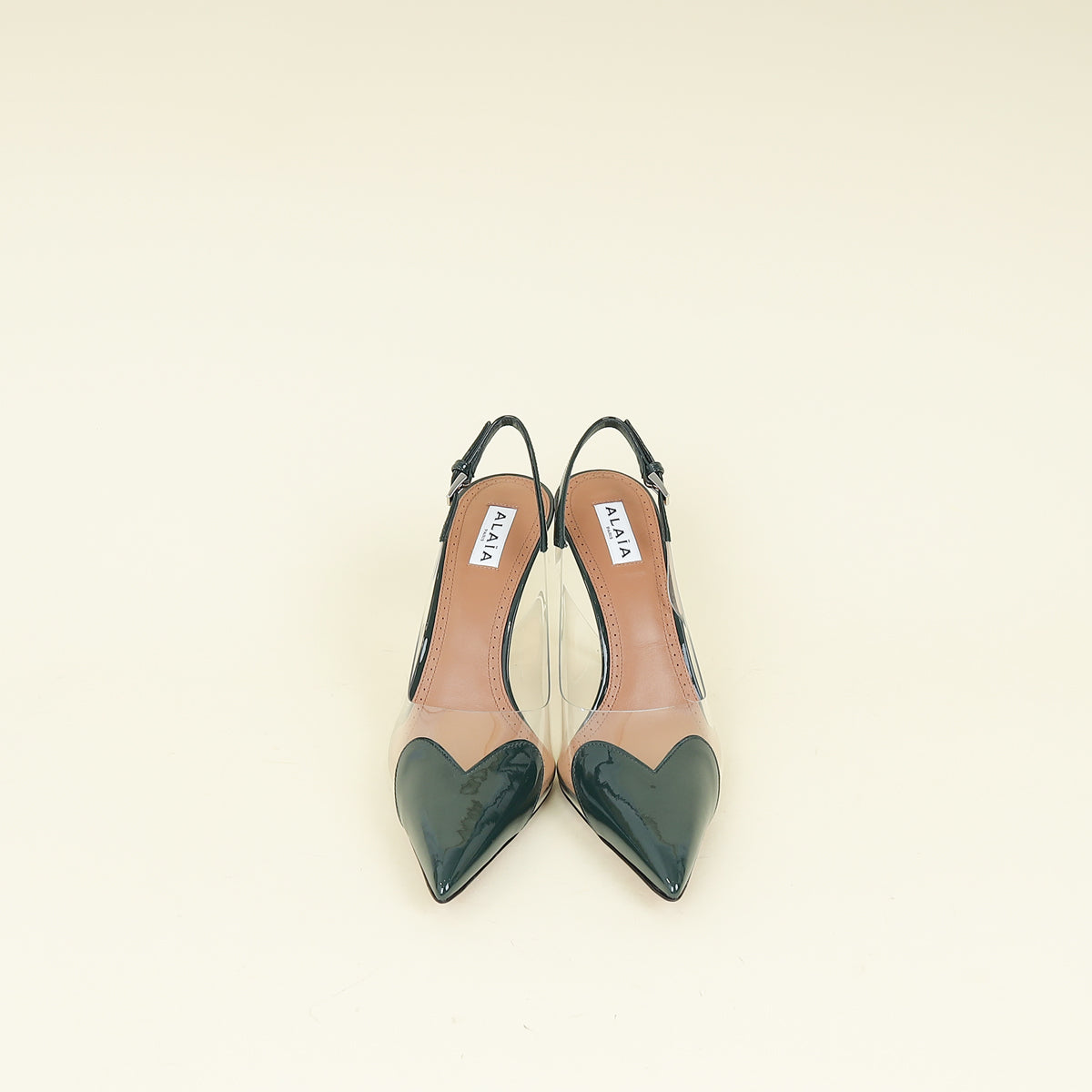 Alaia Dark Green Vert Bouteille Le Cœur Slingback Pumps 39