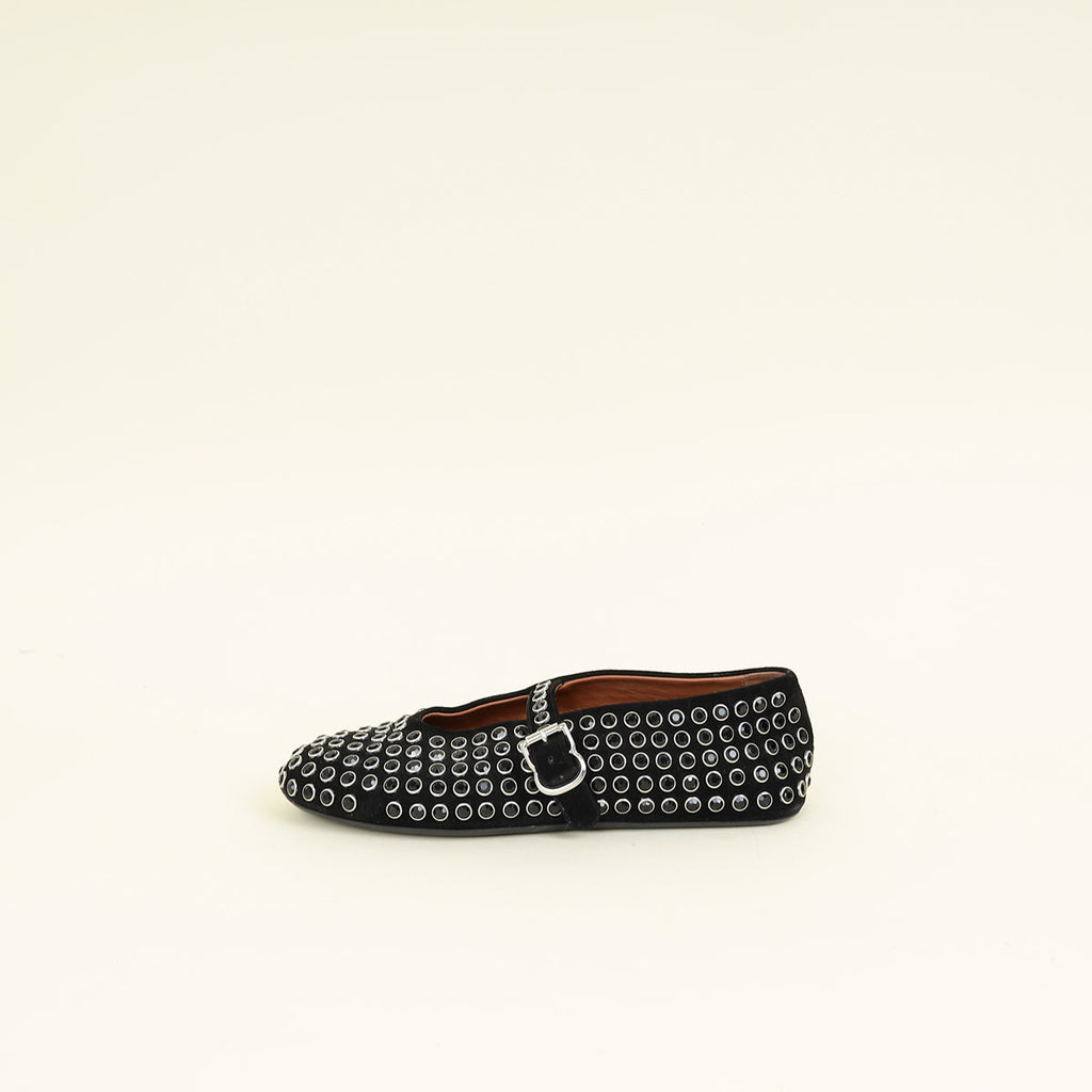 Alaïa Black Crystal-embellished Ballet Flats 37