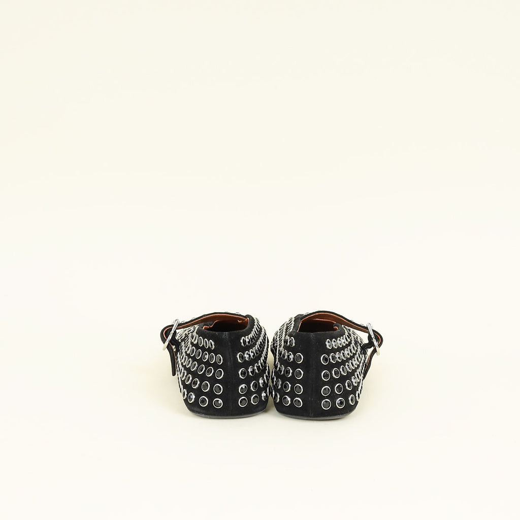 Alaïa Black Crystal-embellished Ballet Flats 37