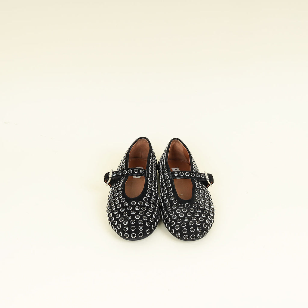 Alaïa Black Crystal-embellished Ballet Flats 37