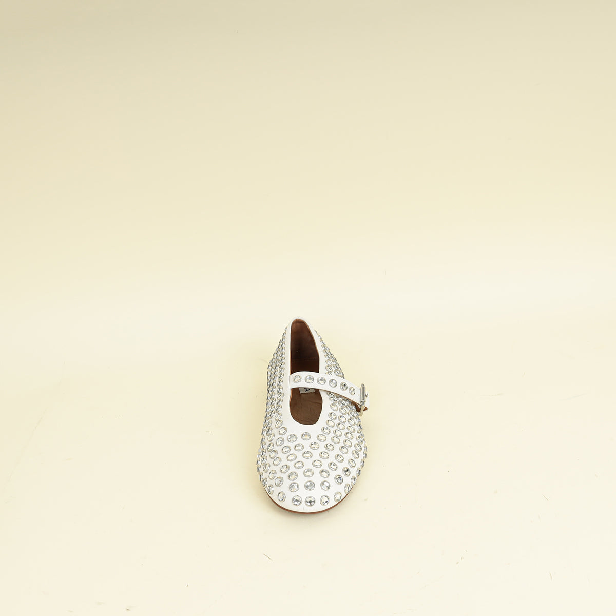 Alaïa White Crystal-Embellished Ballet Flats 36