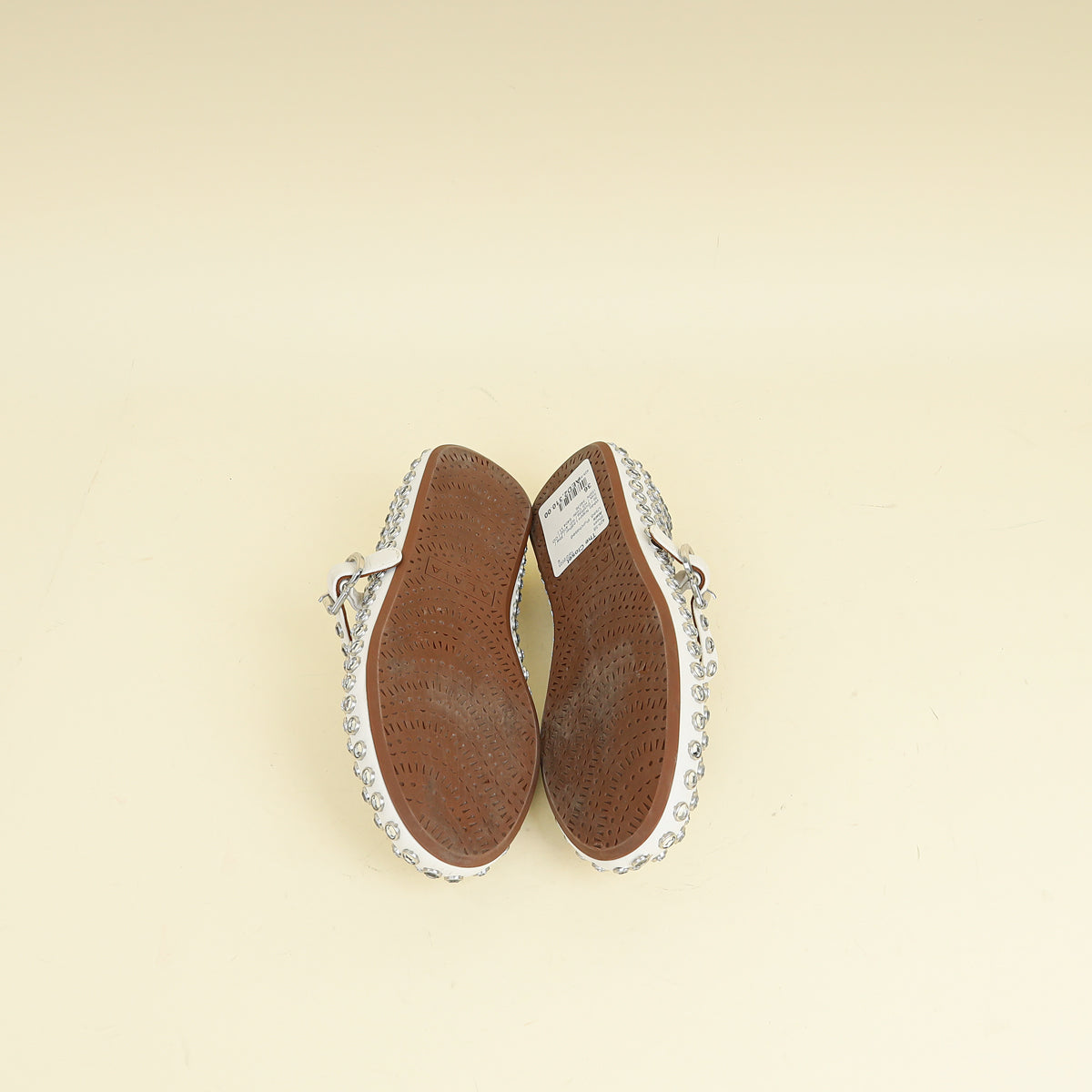 Alaïa White Crystal-Embellished Ballet Flats 36