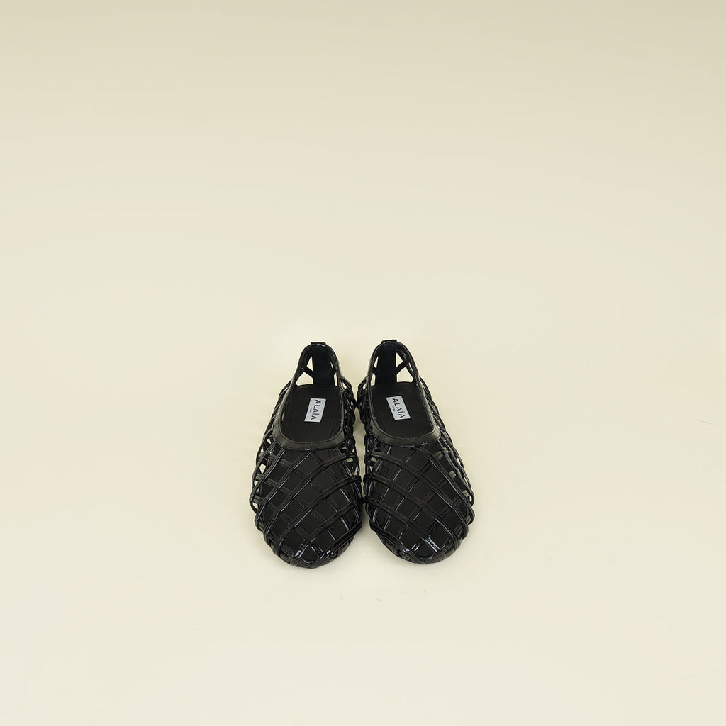 Alaia Black Cage Ballet Flats 38