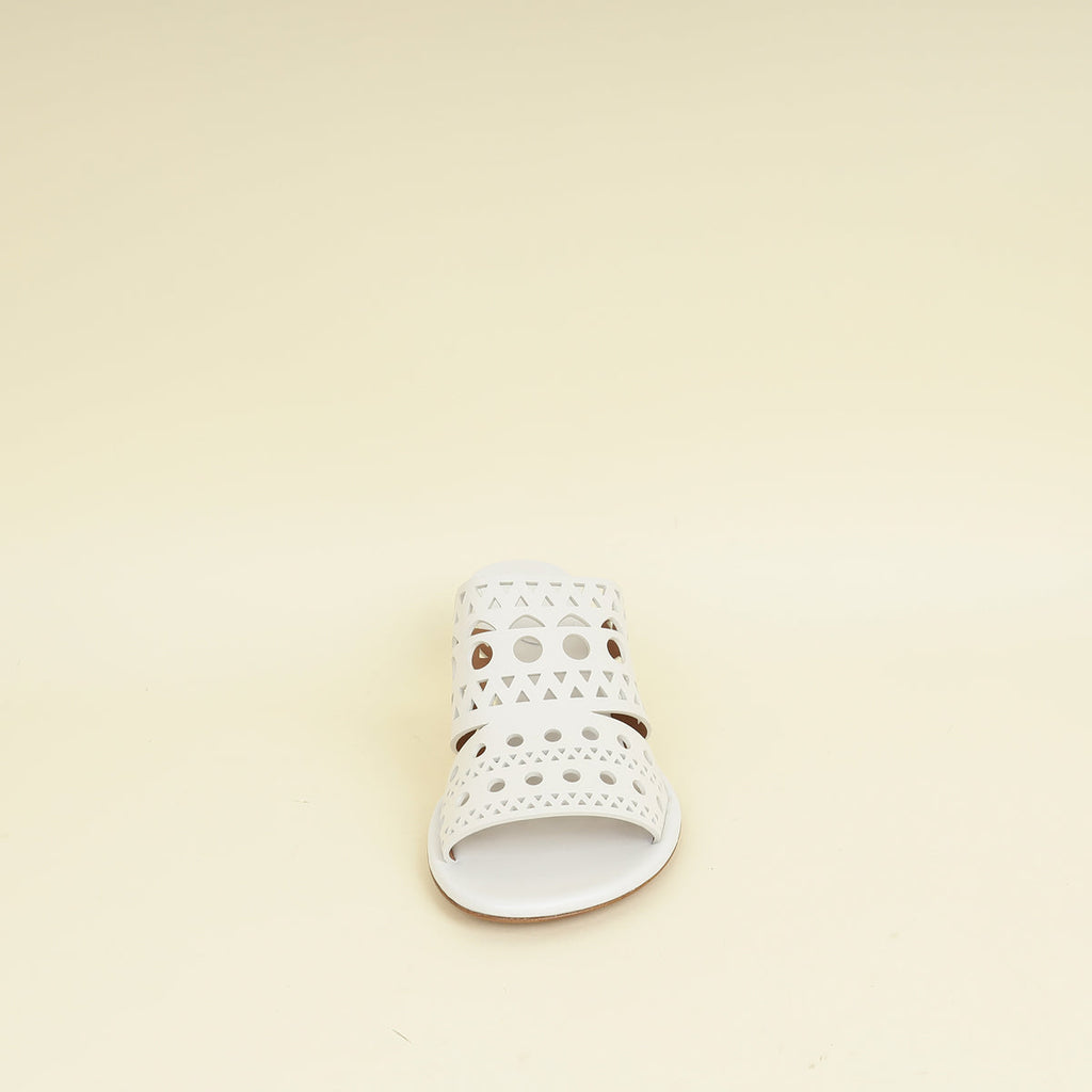 Alaïa Blanc Casse Laser Cut  Mules 39