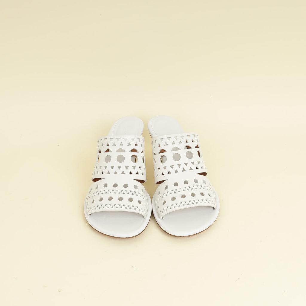 Alaïa Blanc Casse Laser Cut  Mules 39