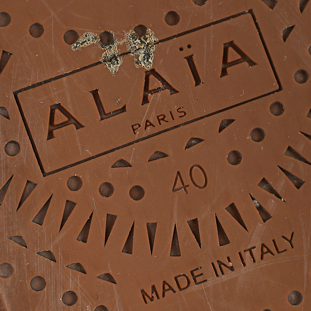Alaia Peach Nude Fishnet Ballet Flats 40