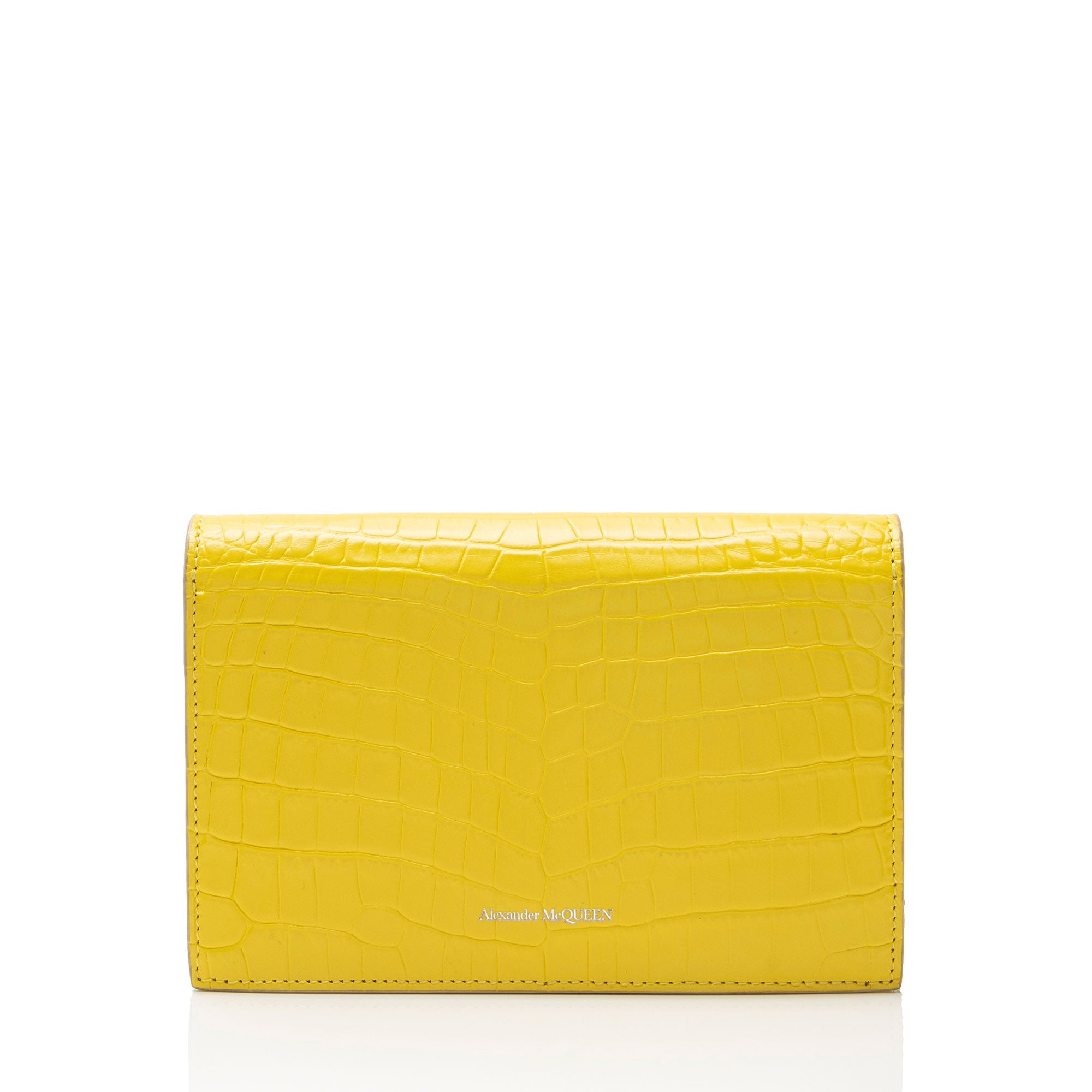 Alexander McQueen Croc Embossed Leather Skull Small Crossbody
