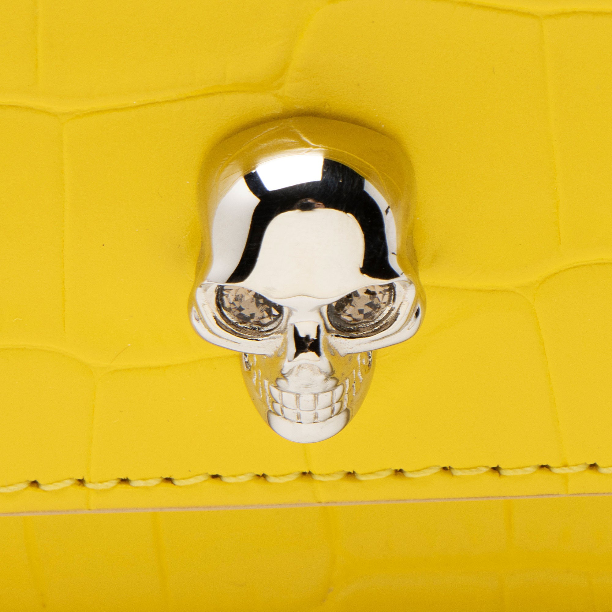 Alexander McQueen Croc Embossed Leather Skull Small Crossbody