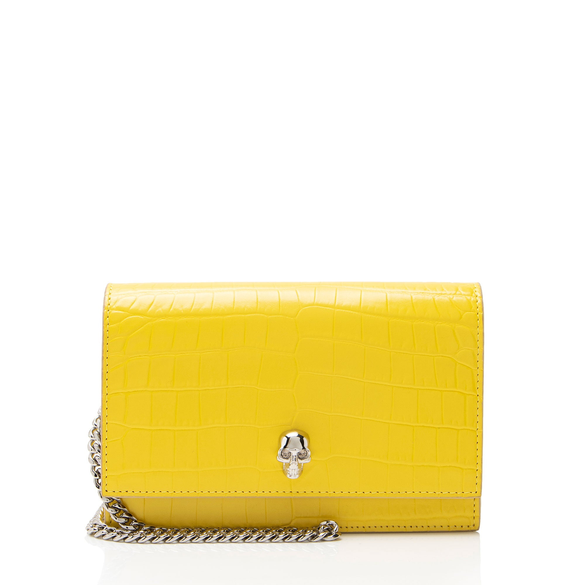 Alexander McQueen Croc Embossed Leather Skull Small Crossbody