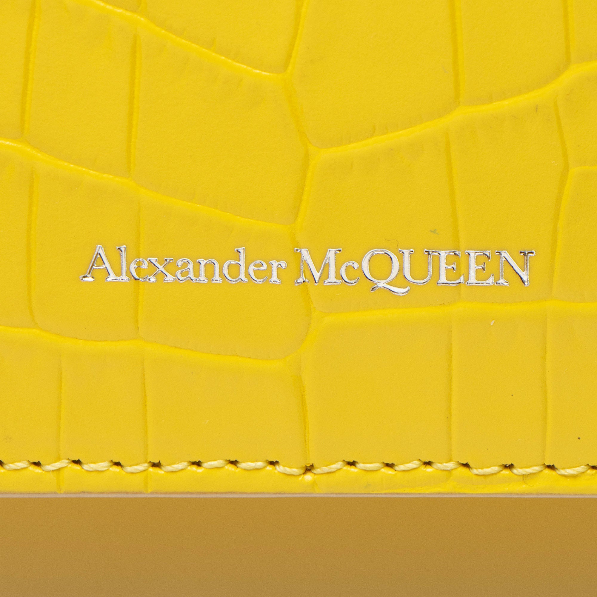 Alexander McQueen Croc Embossed Leather Skull Small Crossbody