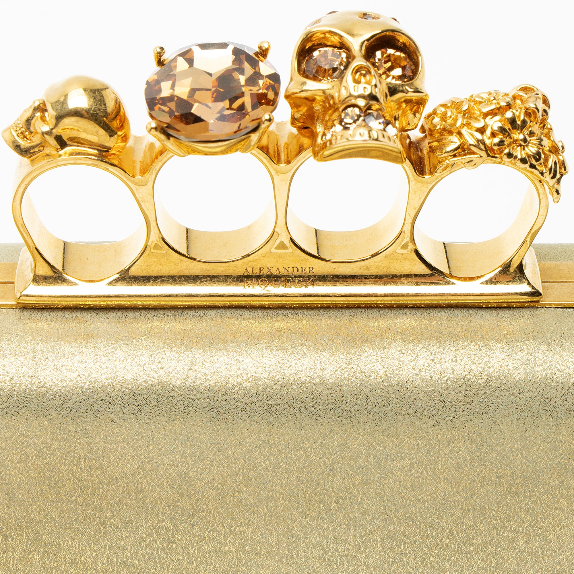 Alexander McQueen Metallic Suede Knuckle Box Clutch