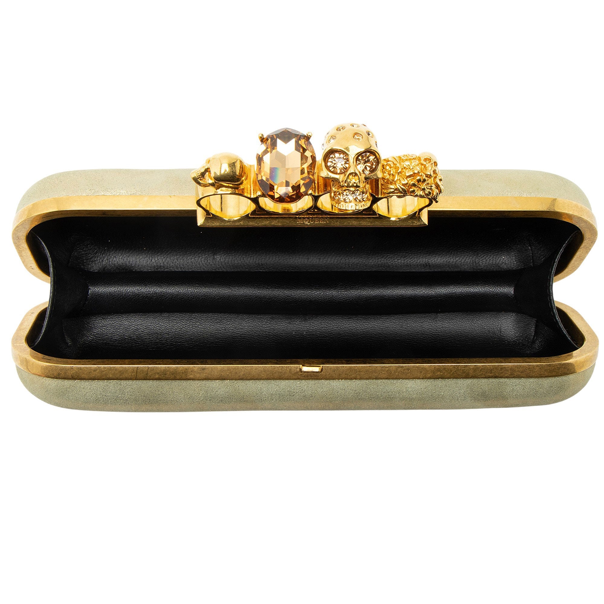 Alexander McQueen Metallic Suede Knuckle Box Clutch